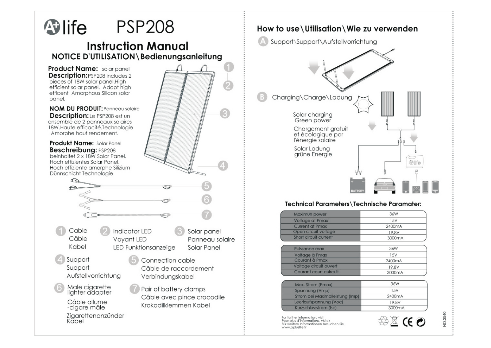 A+ Life PSP208 Instruction Manual