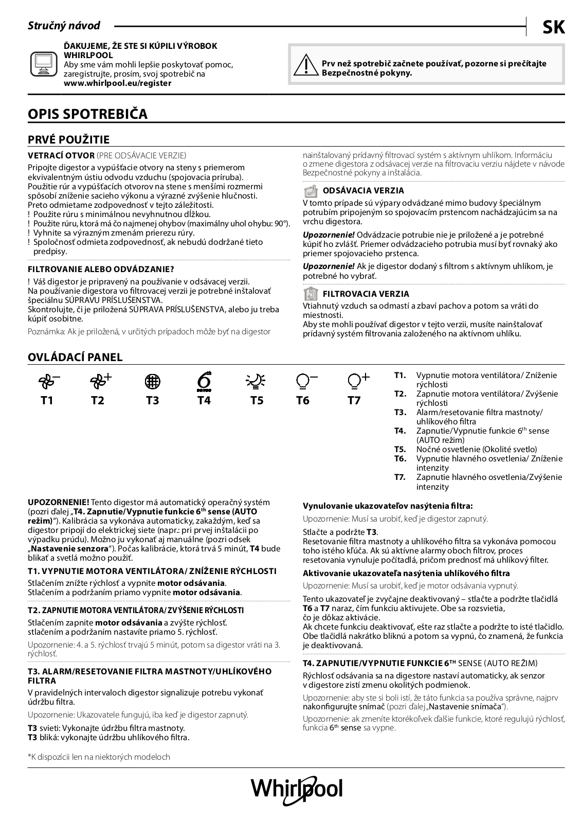 WHIRLPOOL WVS 93F LT K Daily Reference Guide