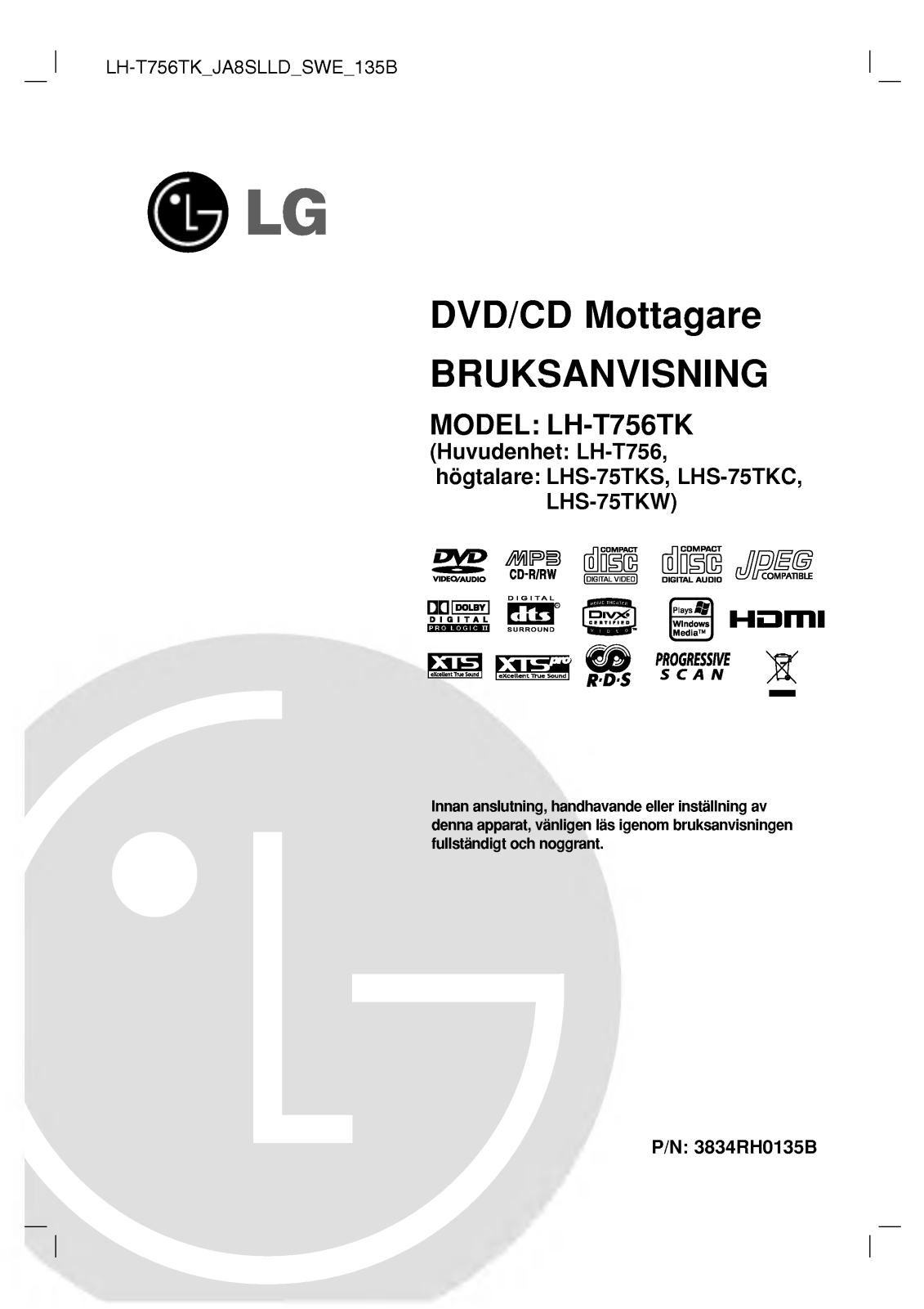 LG LH-T756TK User manual