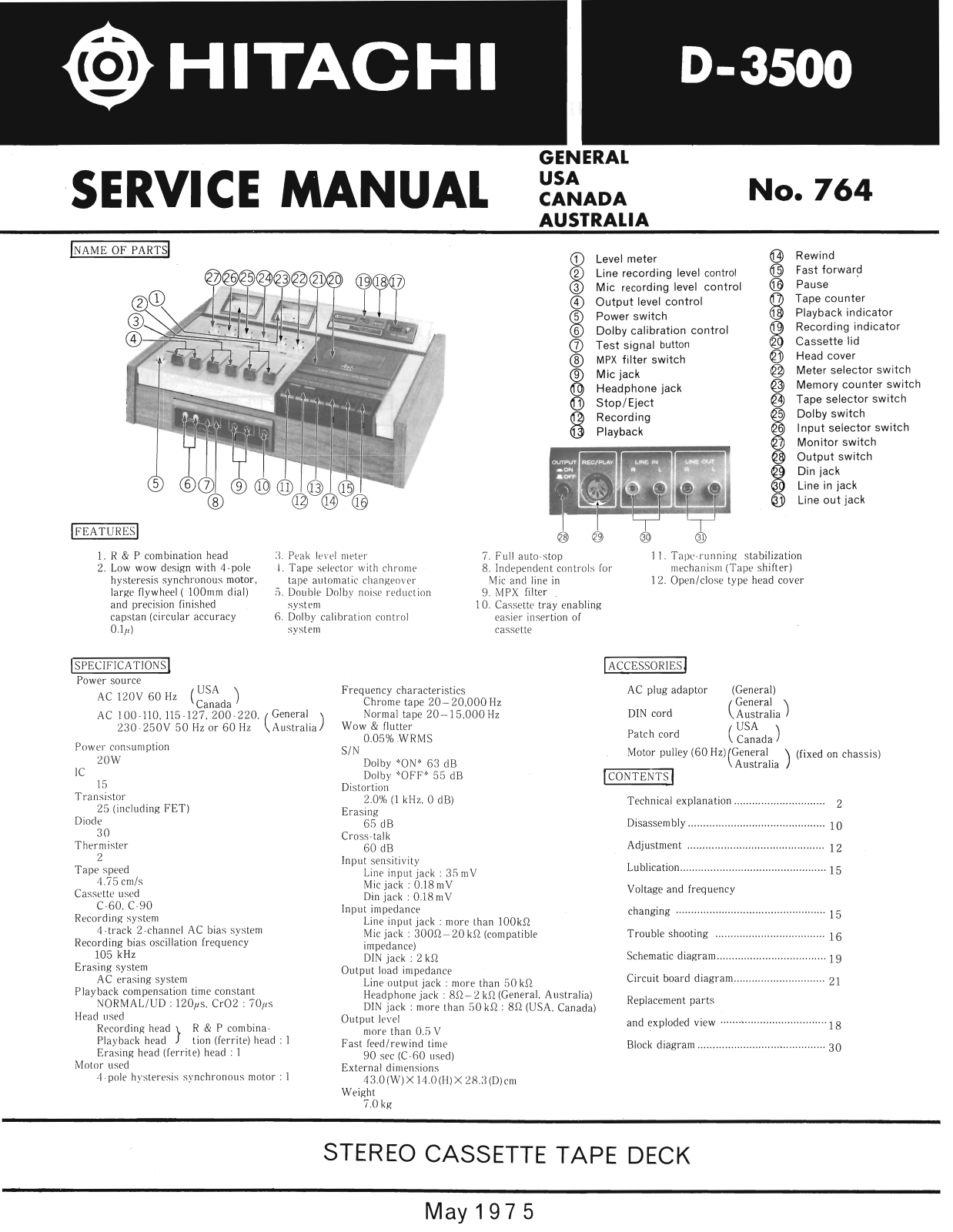 Hitachi D-3500 Service Manual