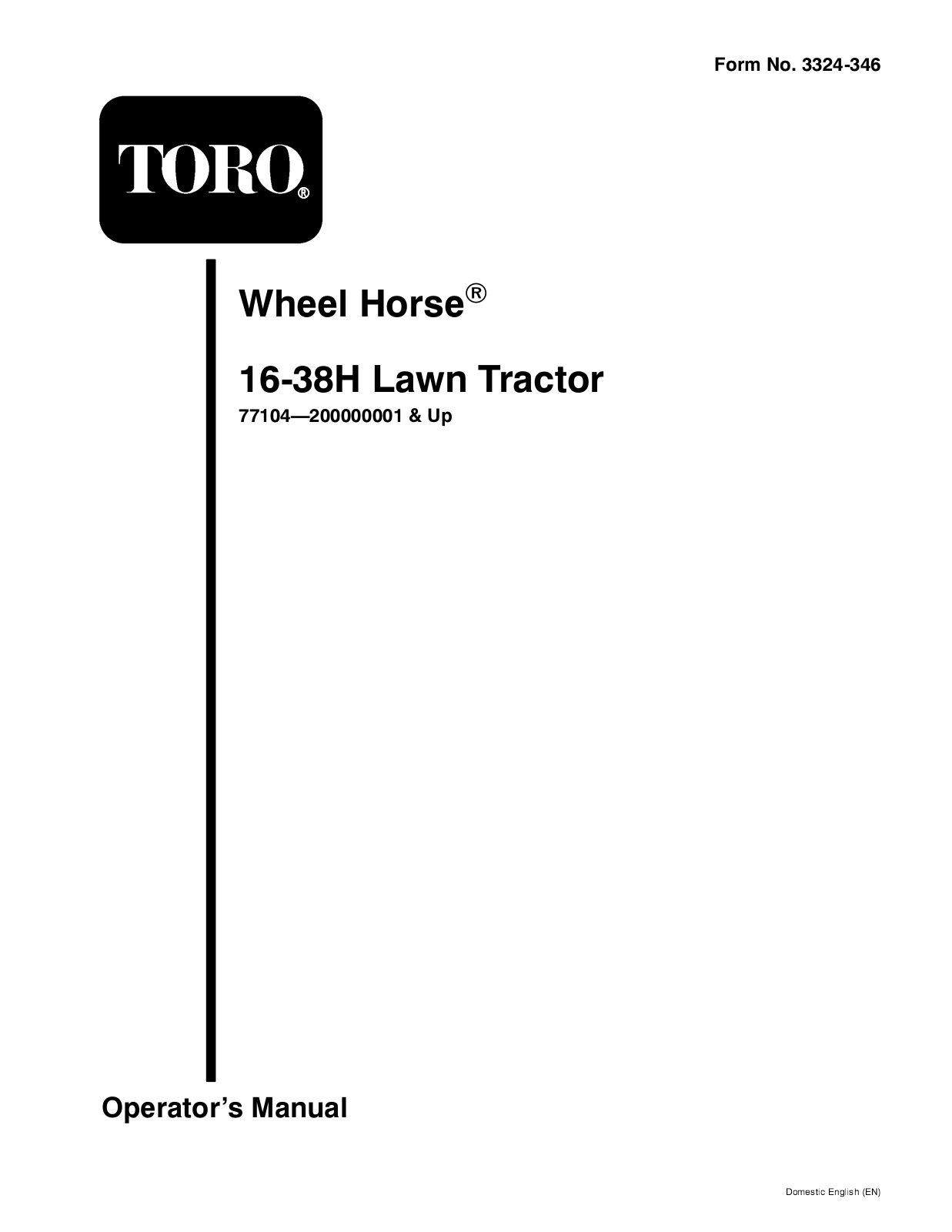 Toro 77104 Operator's Manual