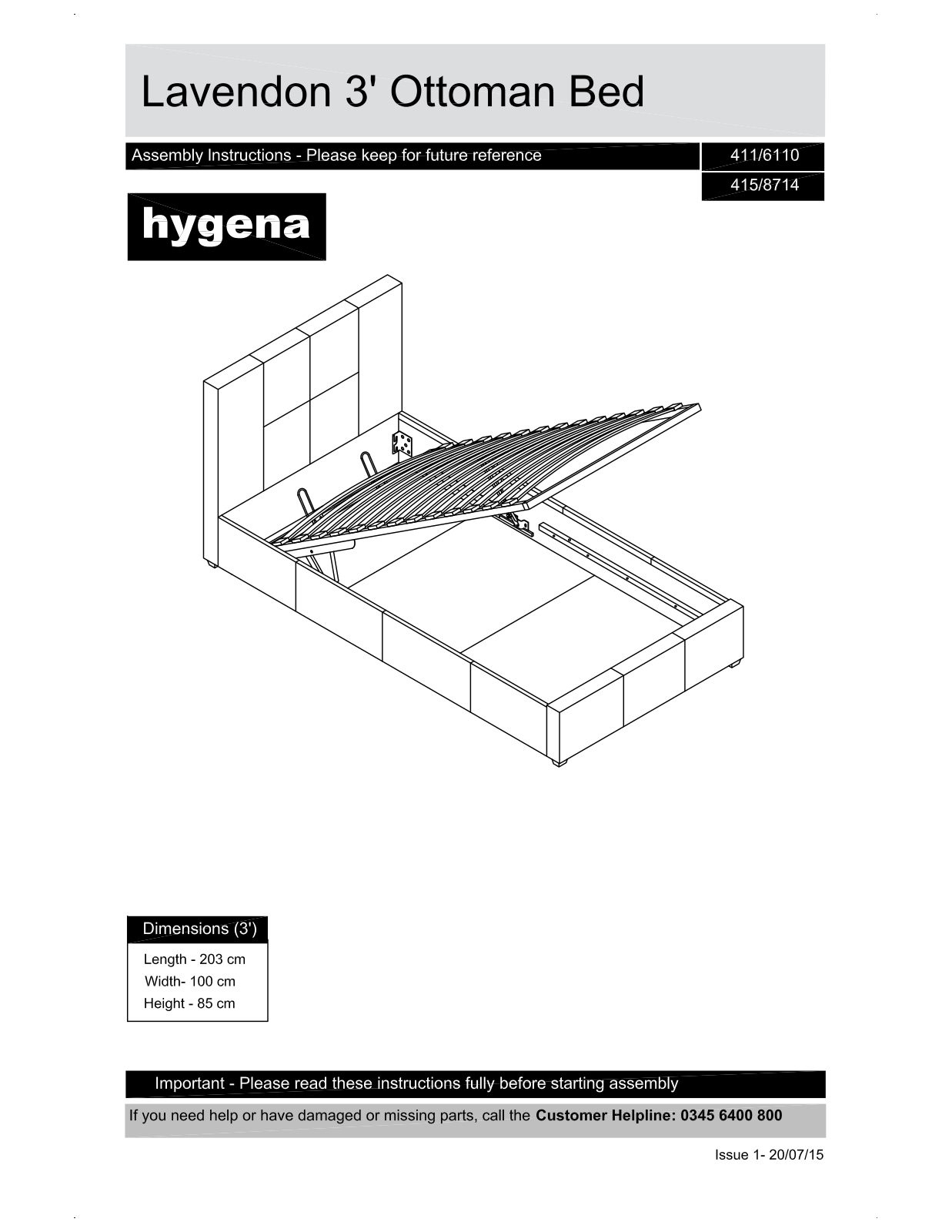 Hygena LAVENDON, 415-8714 Instruction manual