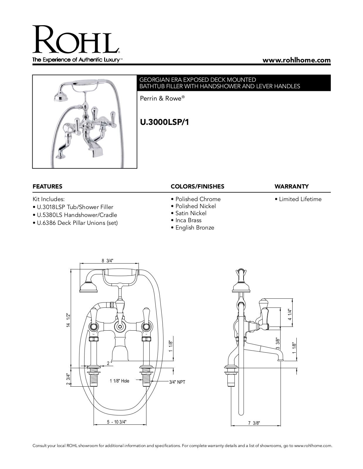 Rohl U3000LSP1APC User Manual