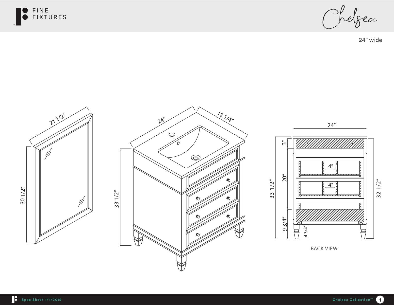 Fine Fixtures CH24GGWHTP Specifications - ManualMachine.com