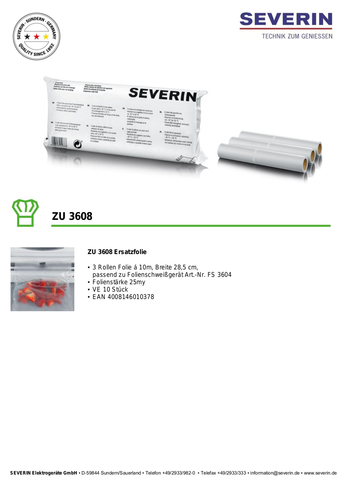 Severin ZU 3608 User Manual