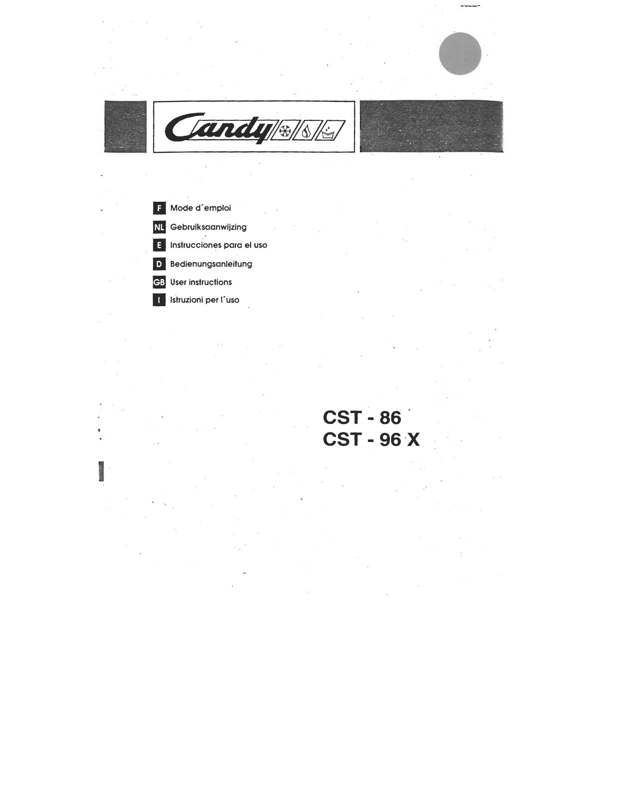 Candy CST-96 X, CST-86 User Manual