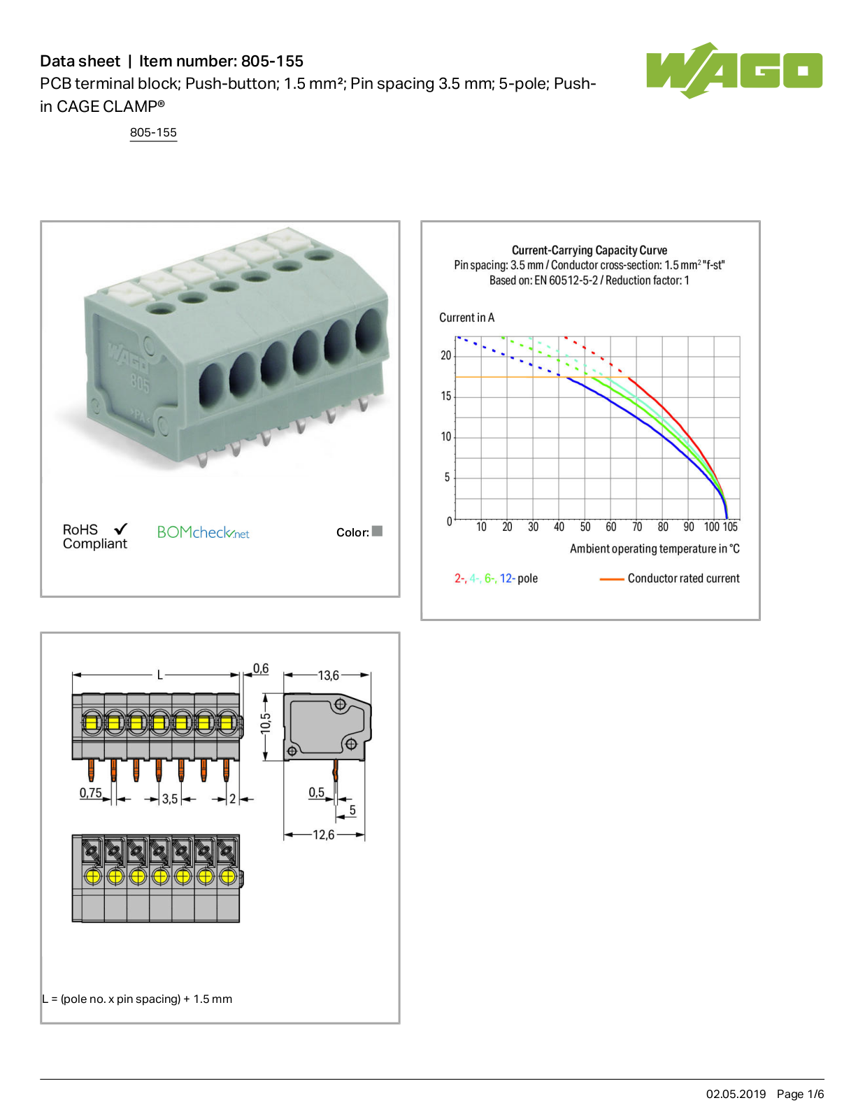 Wago 805-155 Data Sheet