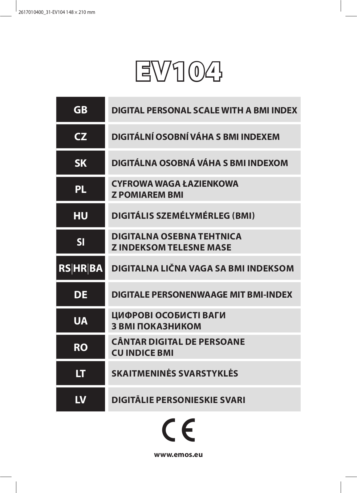 Emos EV104 User Manual