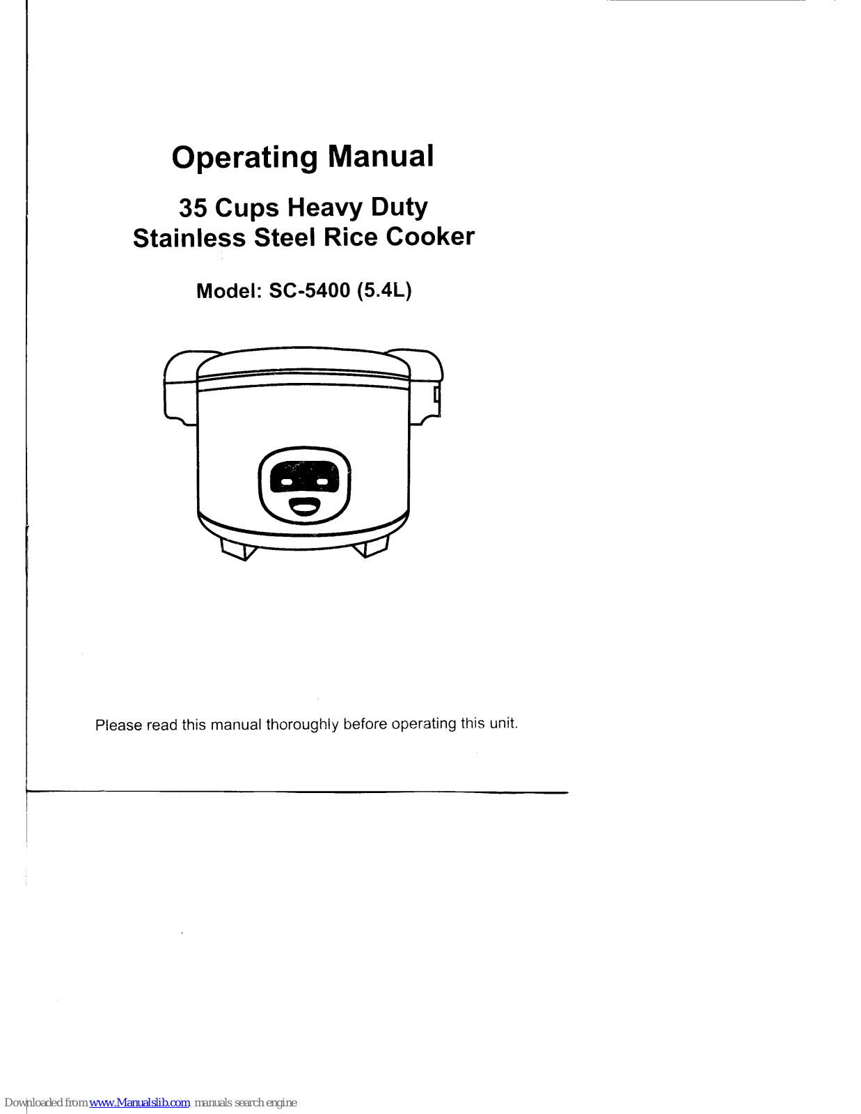 Sunpentown SC-5400 Operating Manual