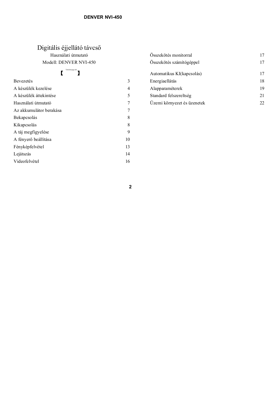 Denver NVI-450 User guide