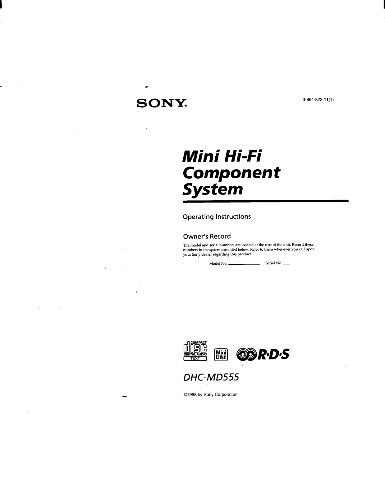 Sony DHC-MD555 Operating Instruction