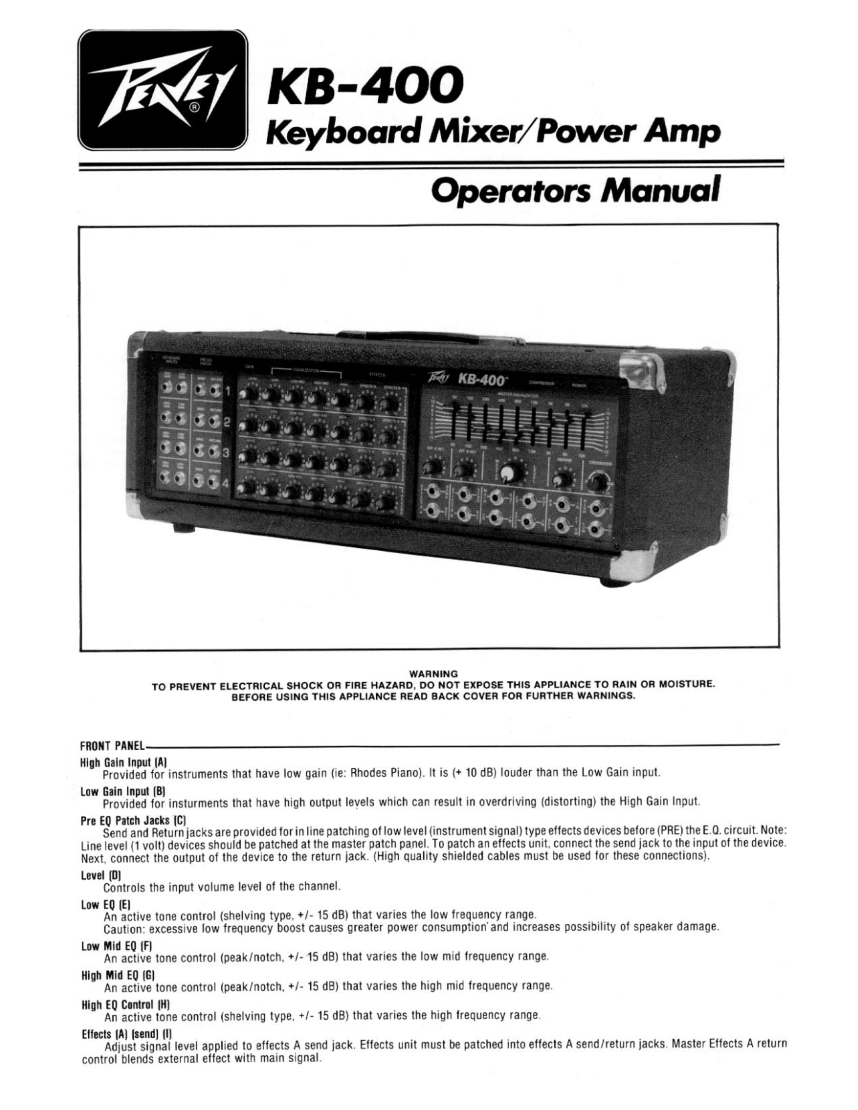 Peavey KB-400 User Manual