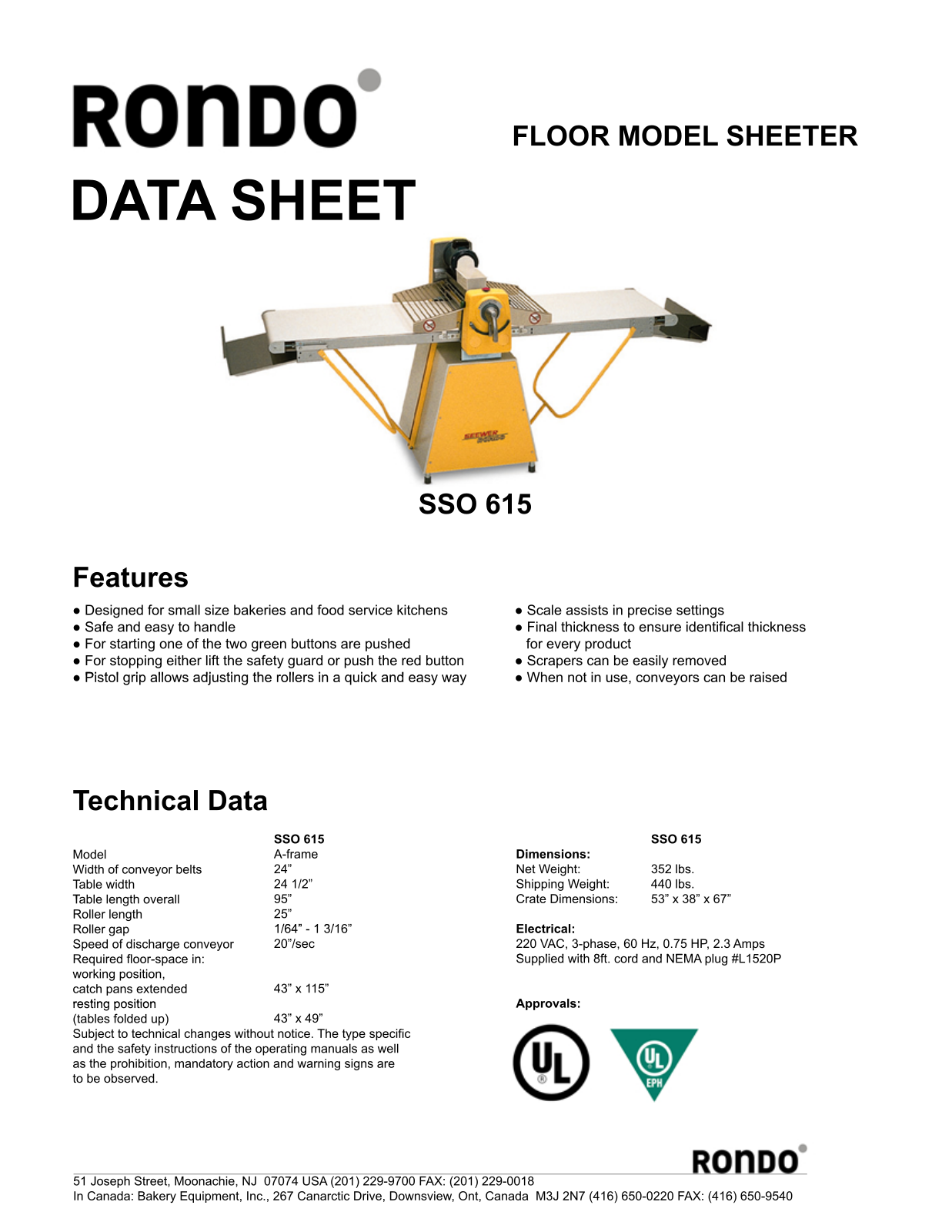 Rondo SSO615 Specifications - ManualMachine.com