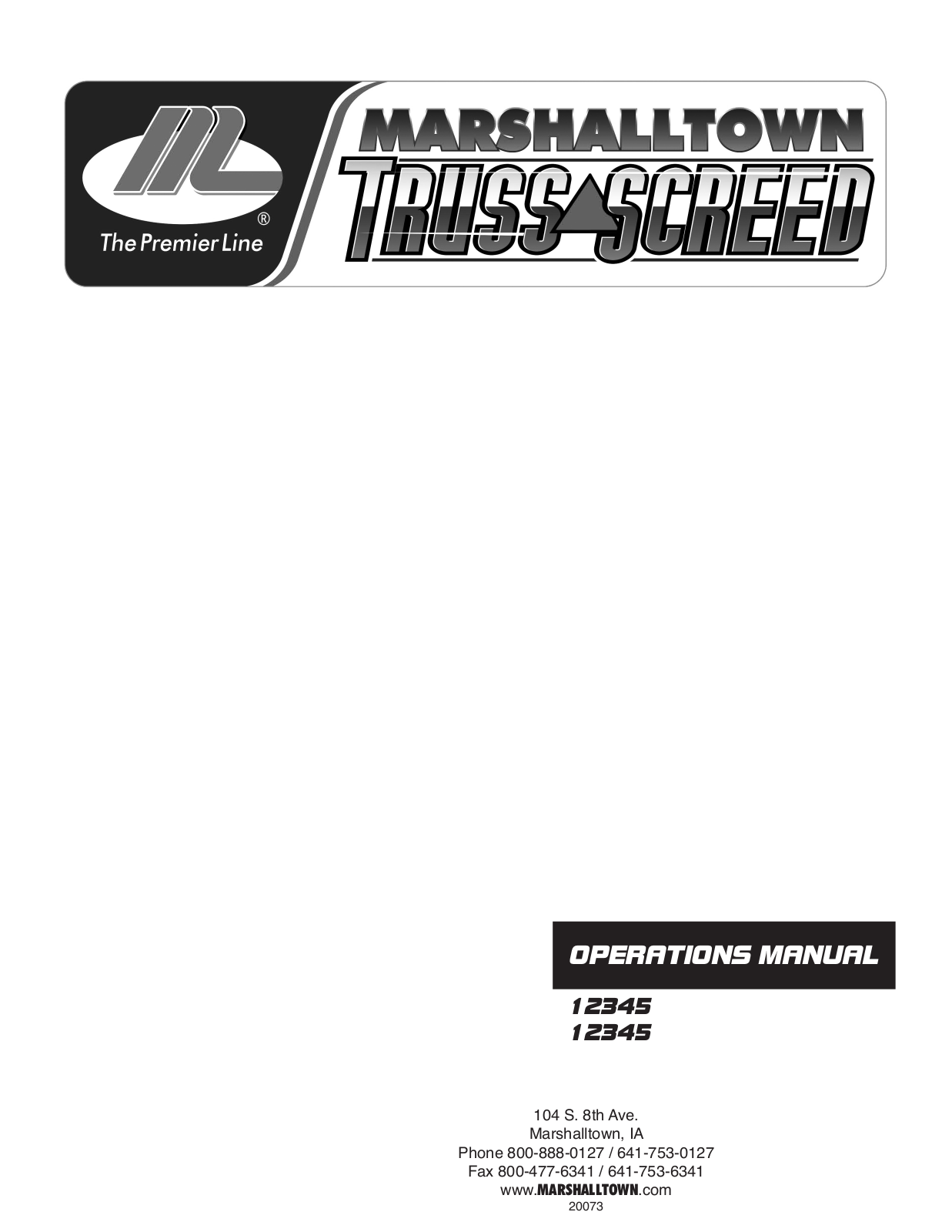 Marshalltown Truss Screed User Manual