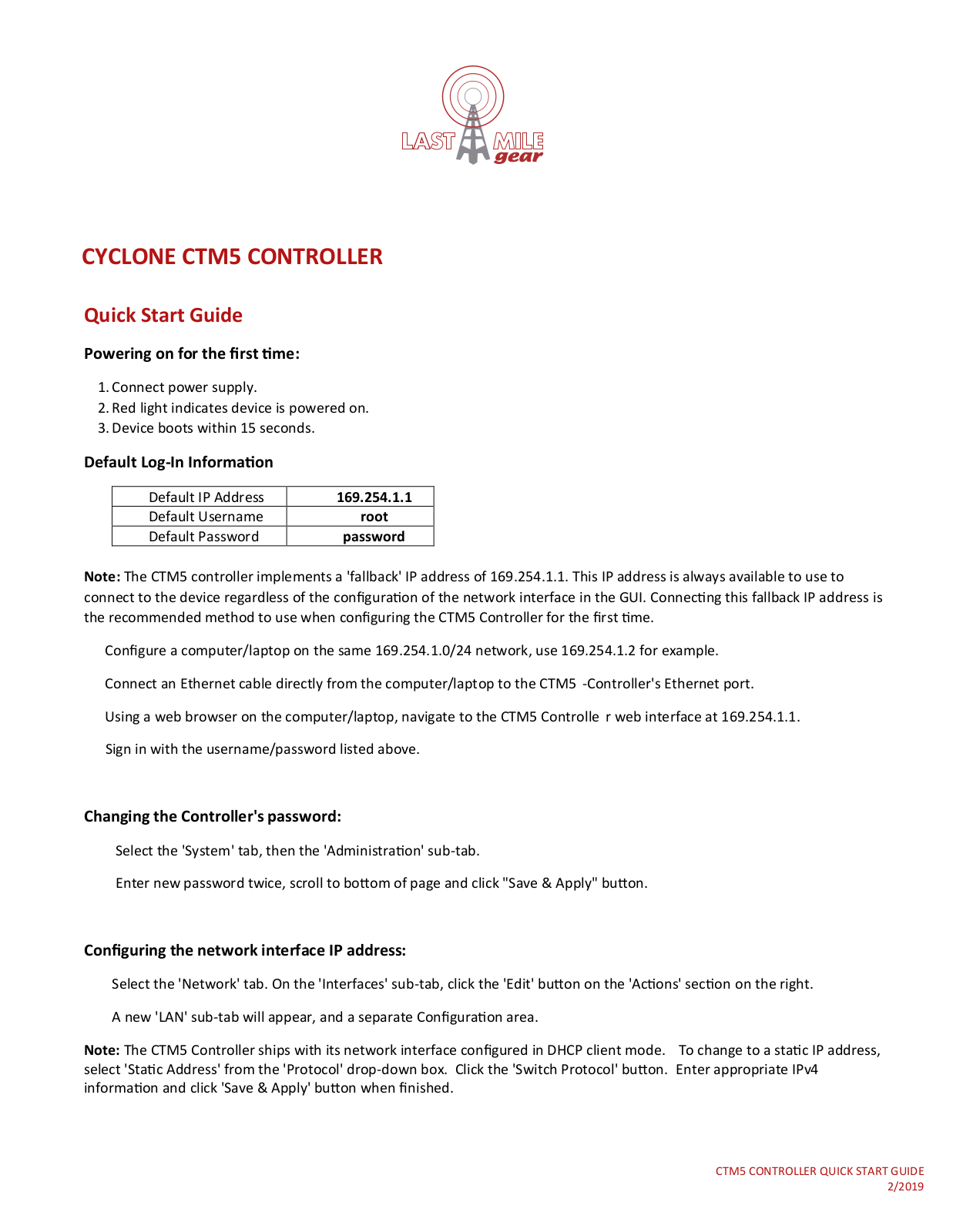 Last Mile Gear Cyclone CTM5 Quick Start Manual