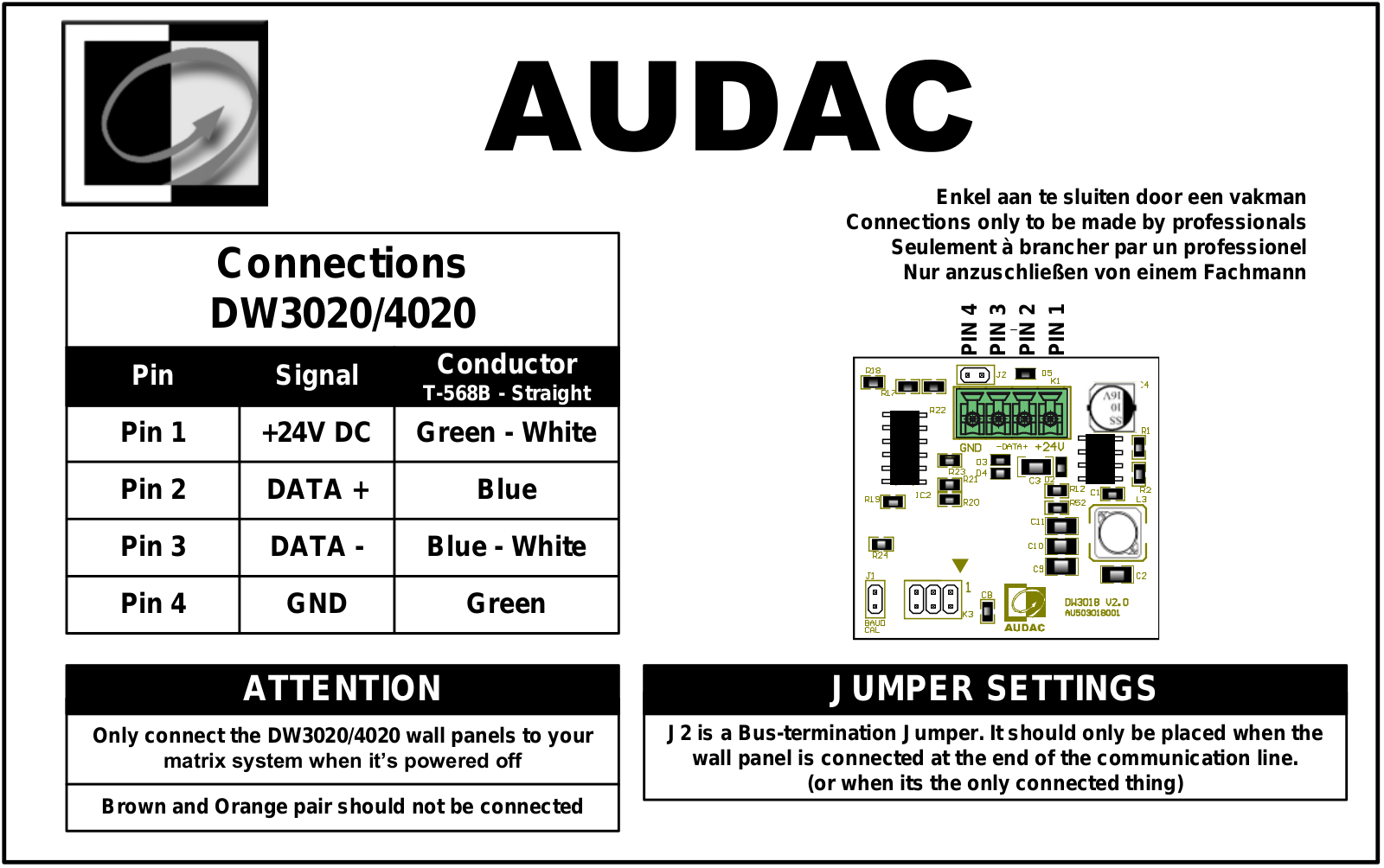 Audac DW 3020B Instruction Sheet - ManualMachine.com