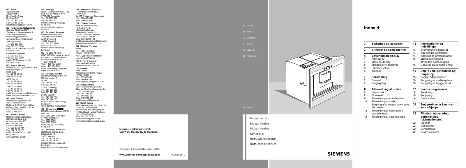 Siemens TK76K572, TK76K573 User Manual