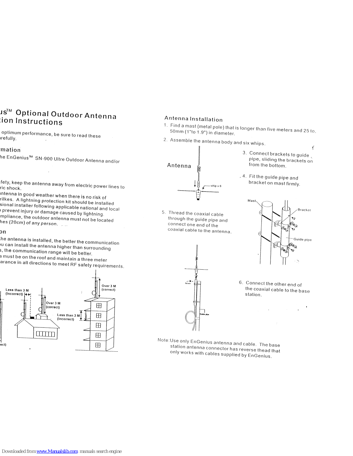 EnGenius SN-900 Installation Instructions Manual