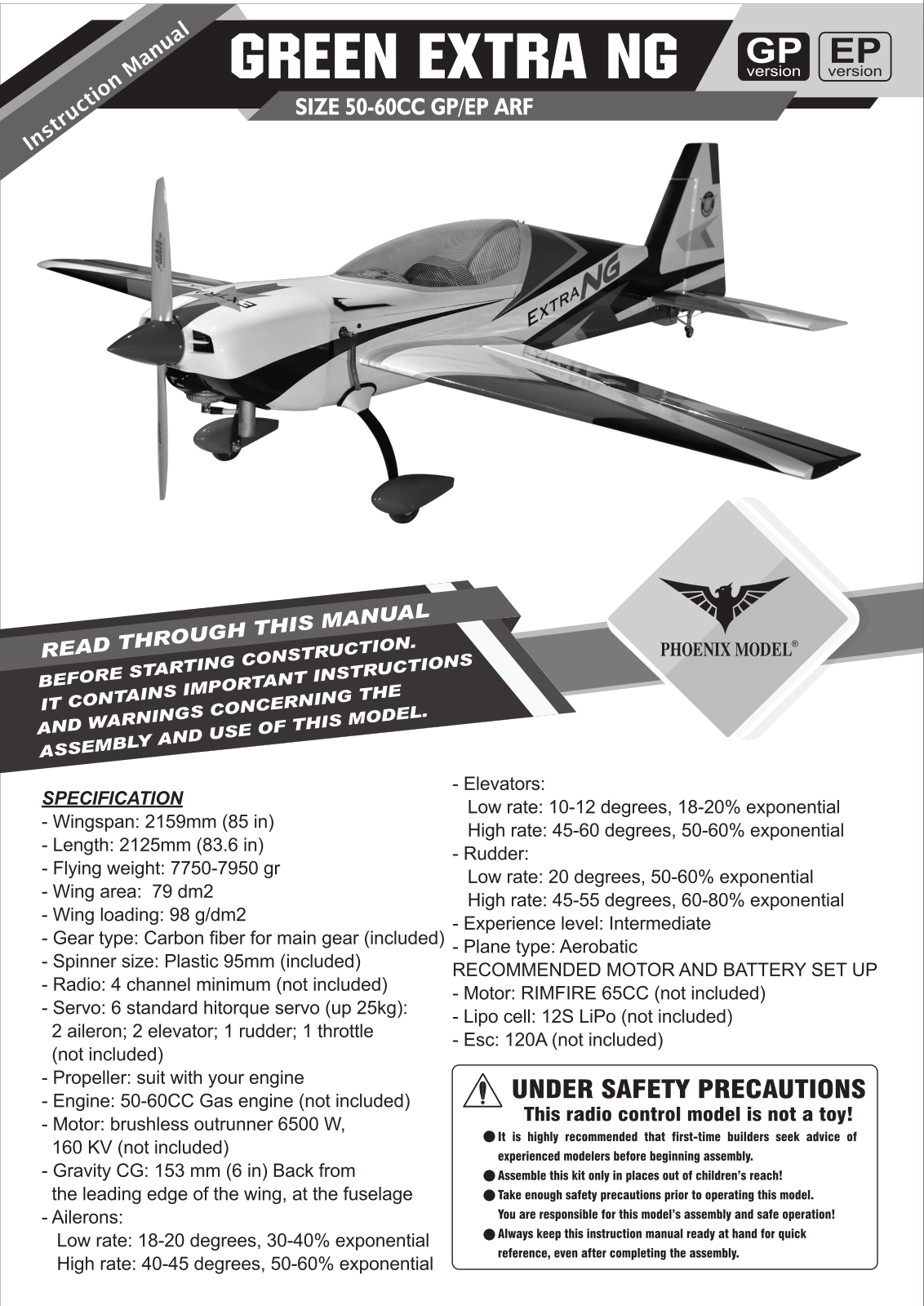 Phoenix Model Extra NG 85 User guide - ManualMachine.com