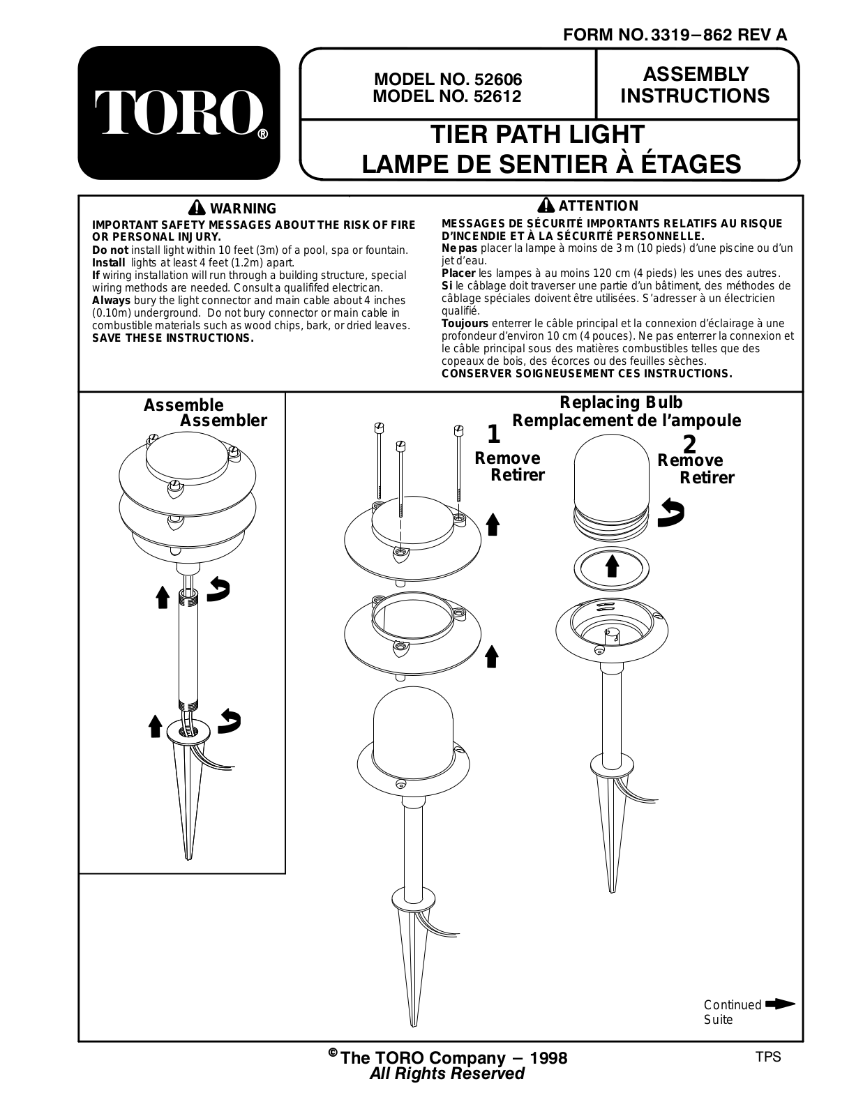 Toro 52606, 52612 Installation Instructions