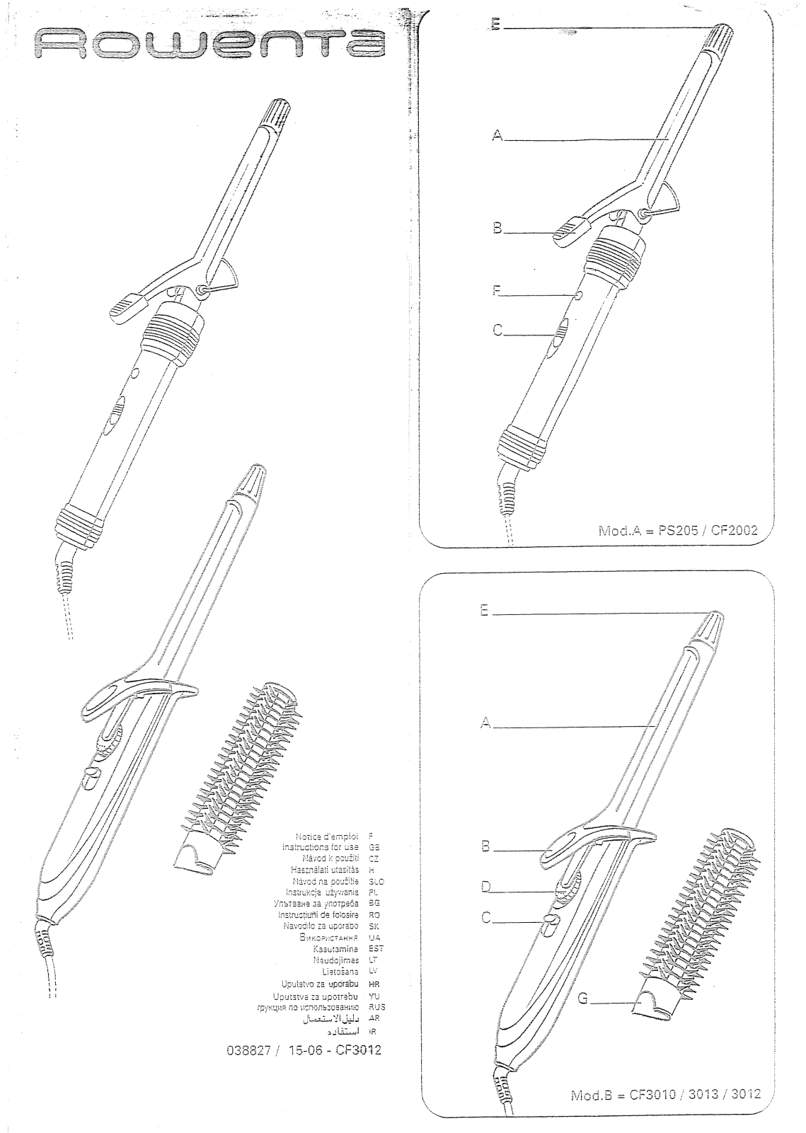 Rowenta CF2012DO User Manual