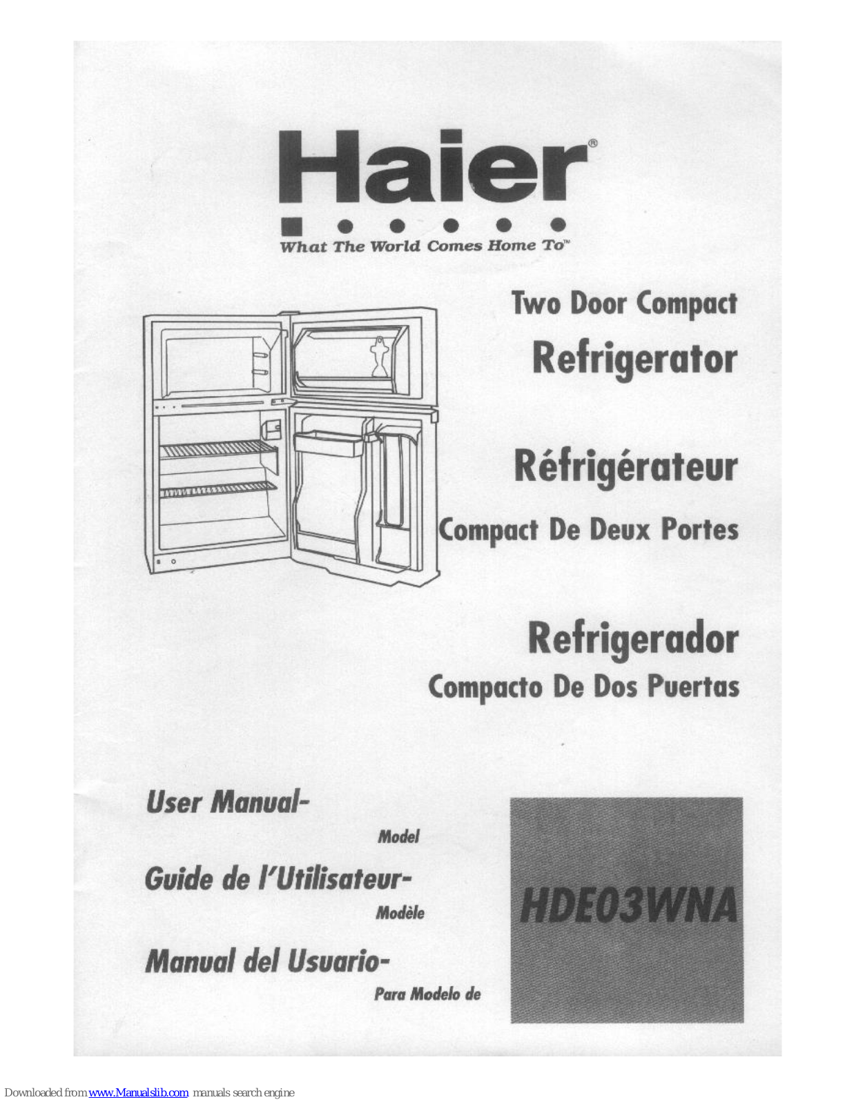 Haier HDE03WNAWW, HDE03WNA User Manual