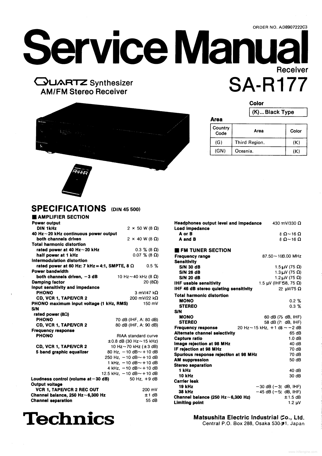 Technics SA-R177 Service Manual