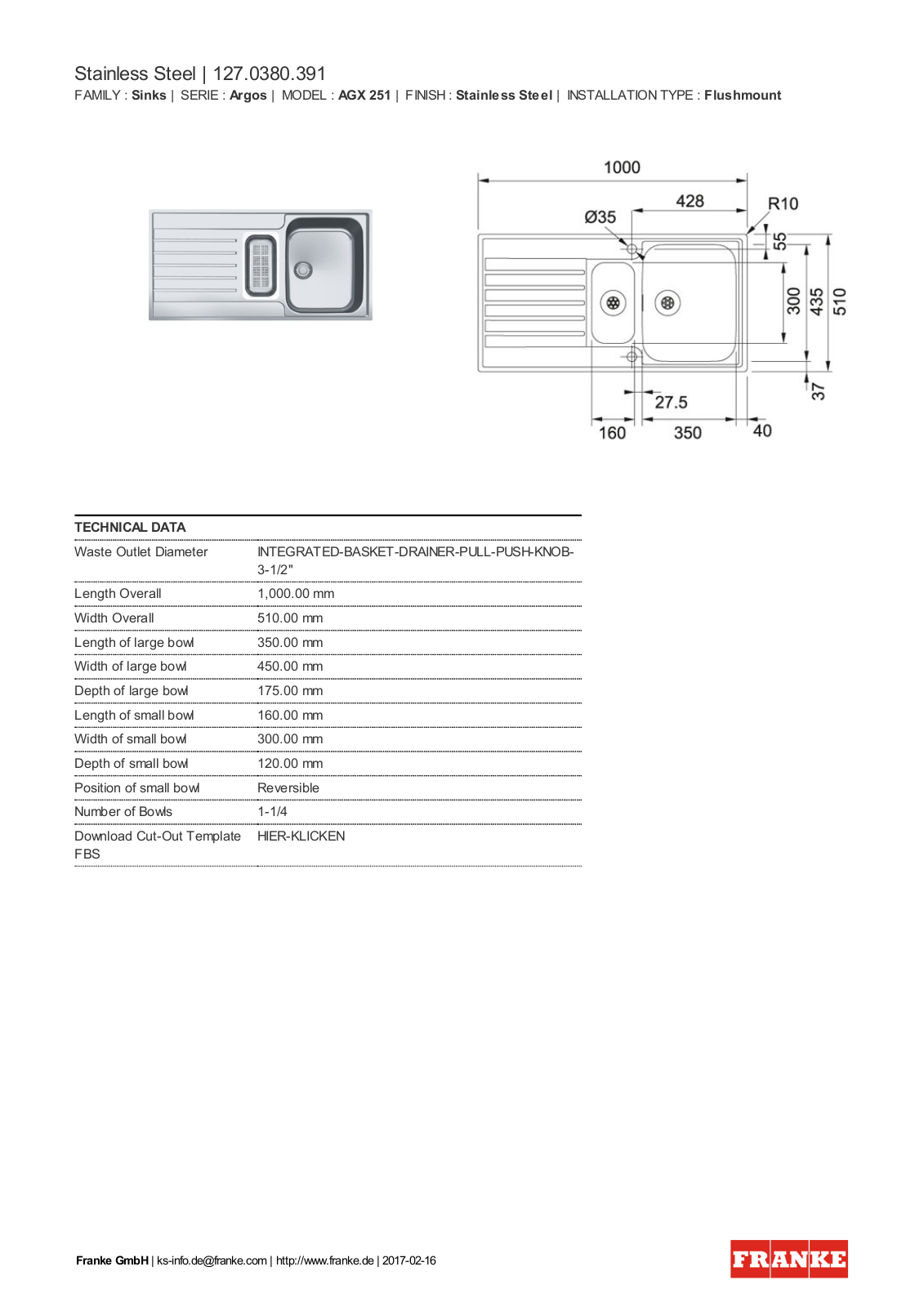 Franke 127.0380.391 Service Manual