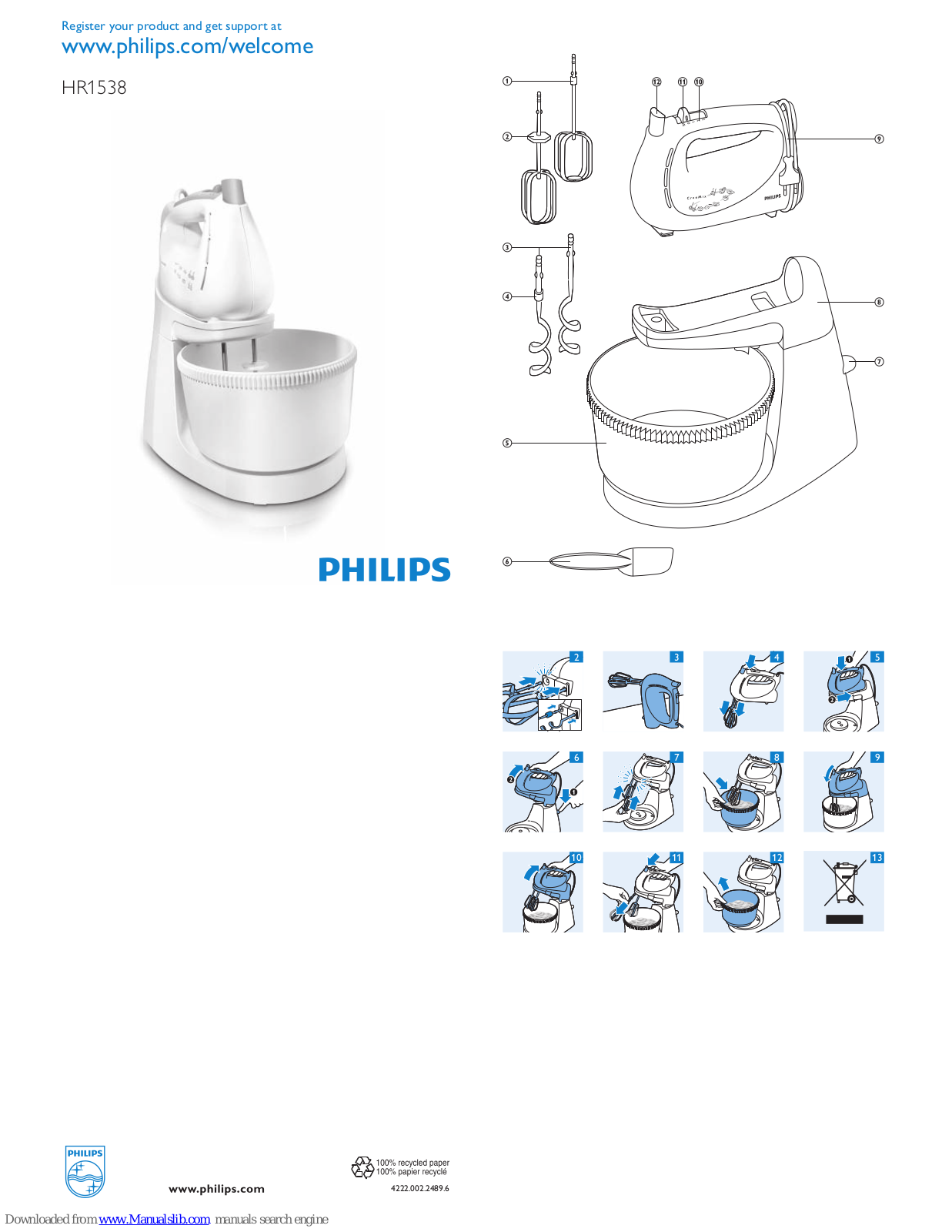 Philips HR1538/80, HR1538/60, HR1538/00, HR1538 User Manual