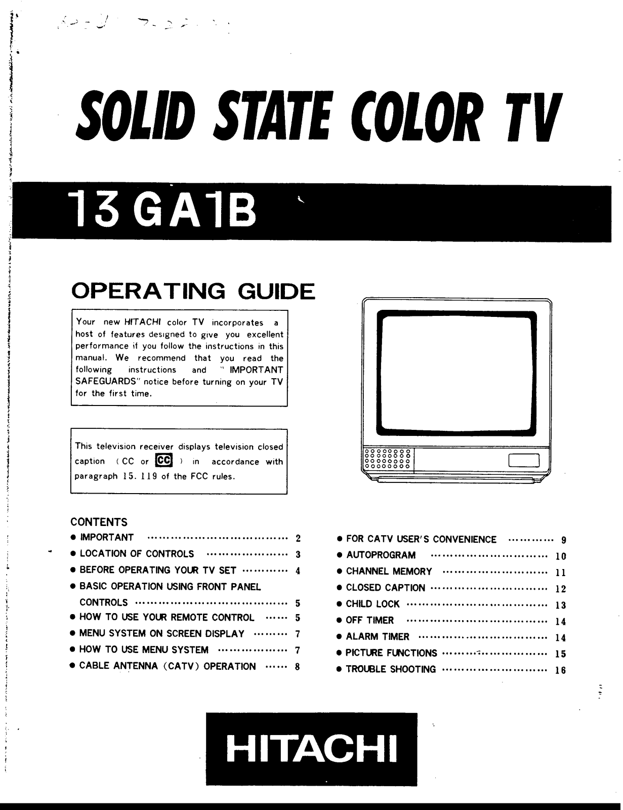 Hitachi 13GA1B User Manual