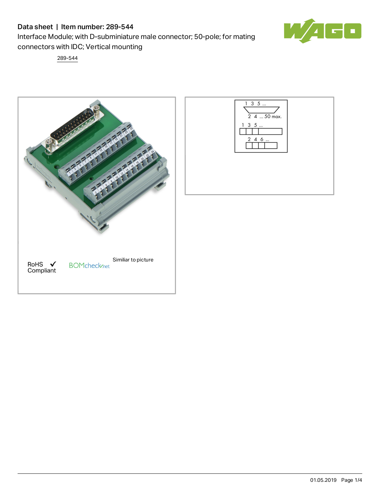 Wago 289-544 Data Sheet