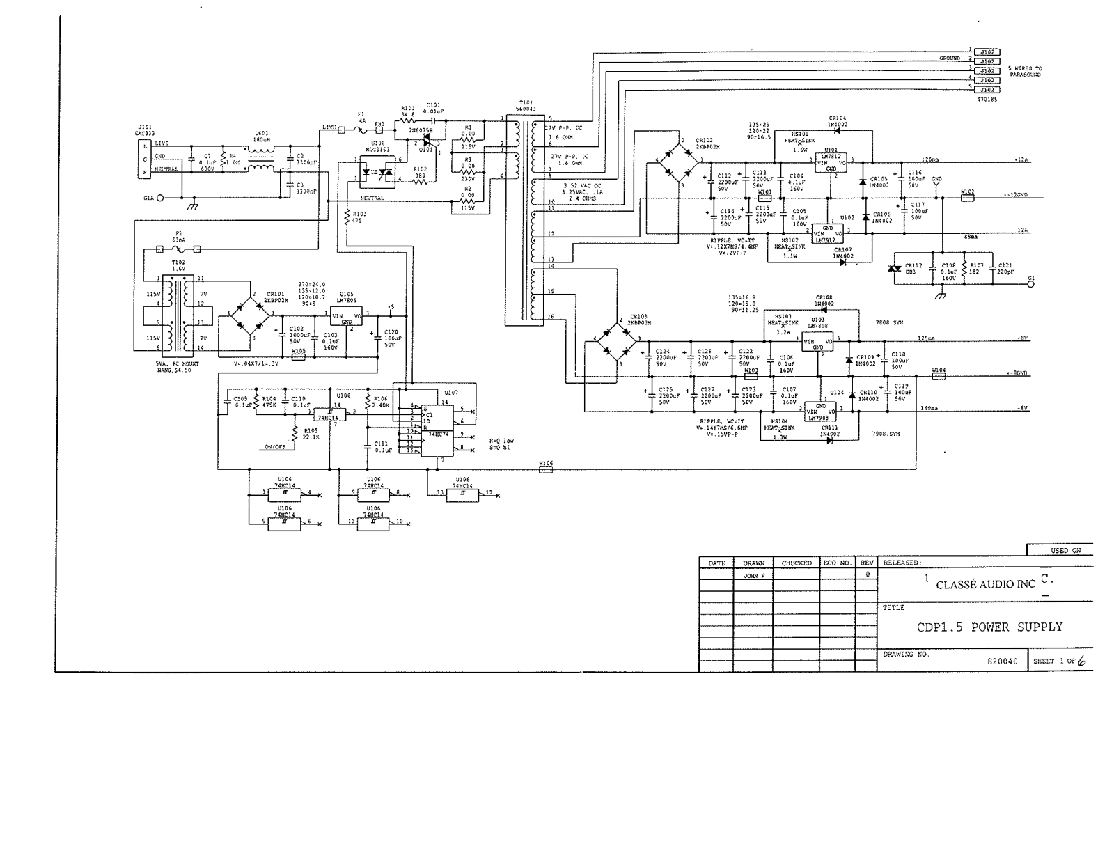 Classe Audio CDP-1.5 Schematic