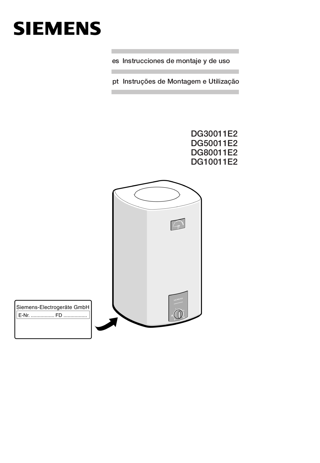 Siemens DG10011E2, DG80011E2, DG50011E2, DG30011E2 User Manual