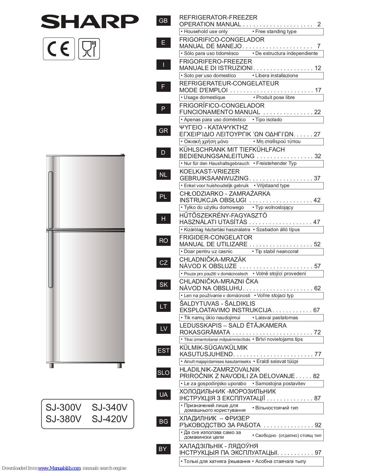 Sharp SJ-300V, SJ-420V, SJ-380V, SJ-340V Operation Manual