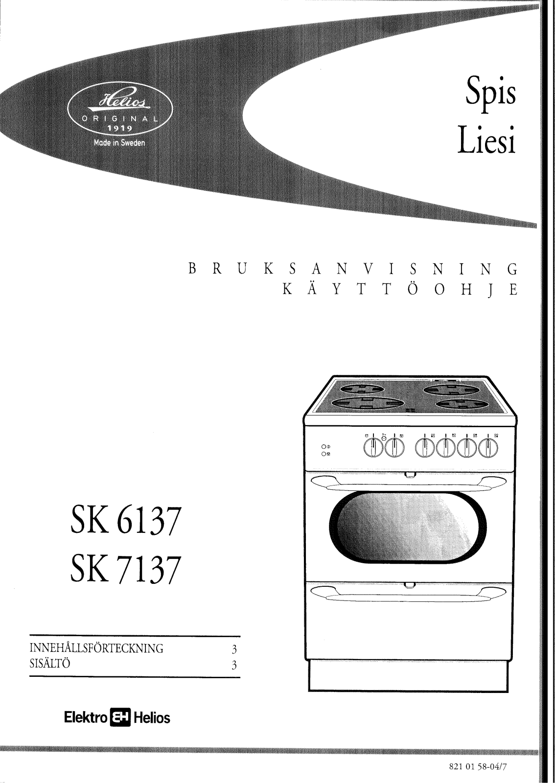 Elektro helios SK6137, SK7137 User Manual