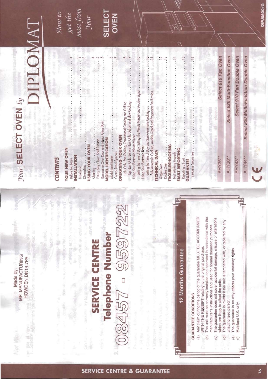 Diplomat AHY3600, AHY4300, AHY3500 User Manual