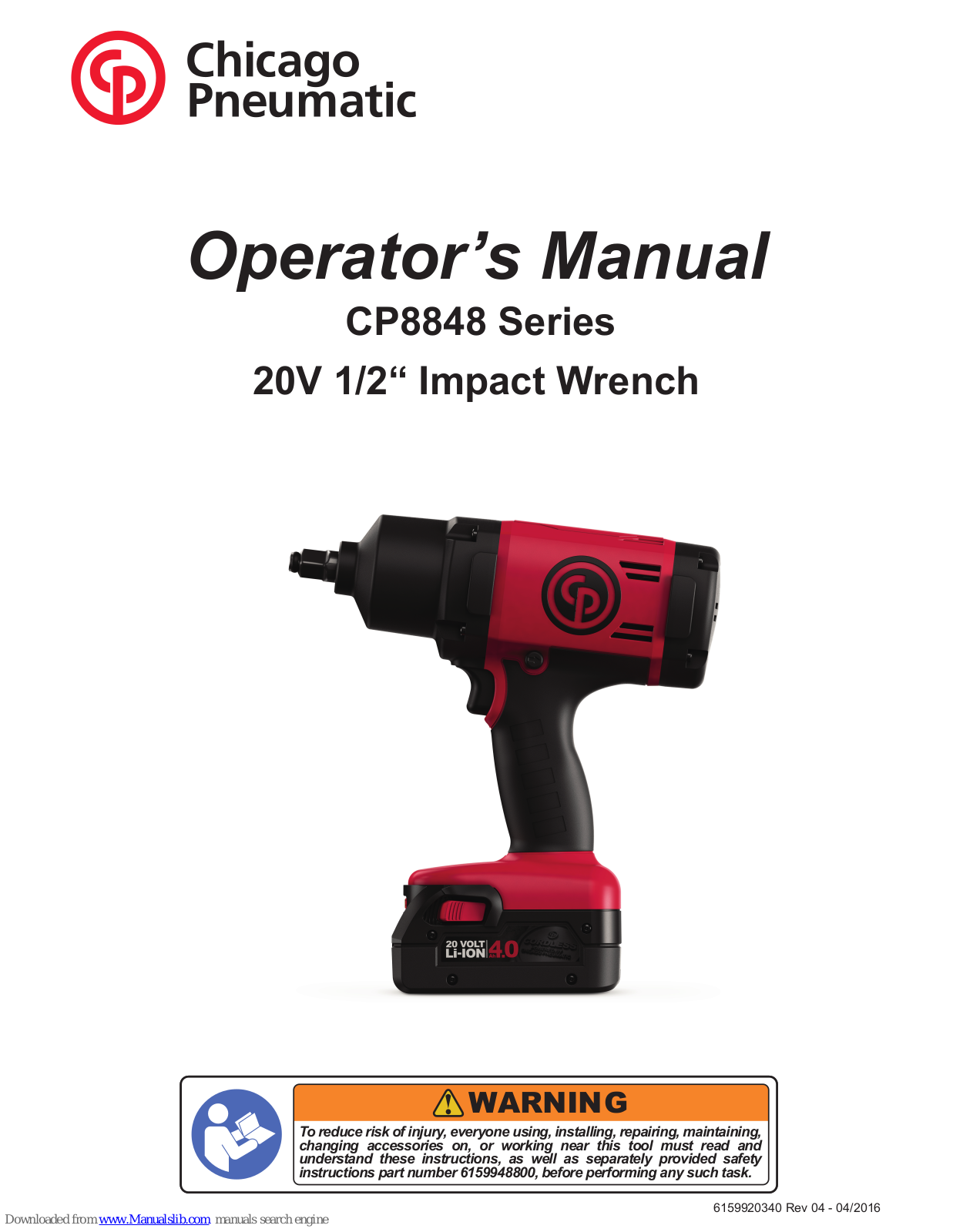 Chicago Pneumatic CP8848-2, CP8848 Operator's Manual