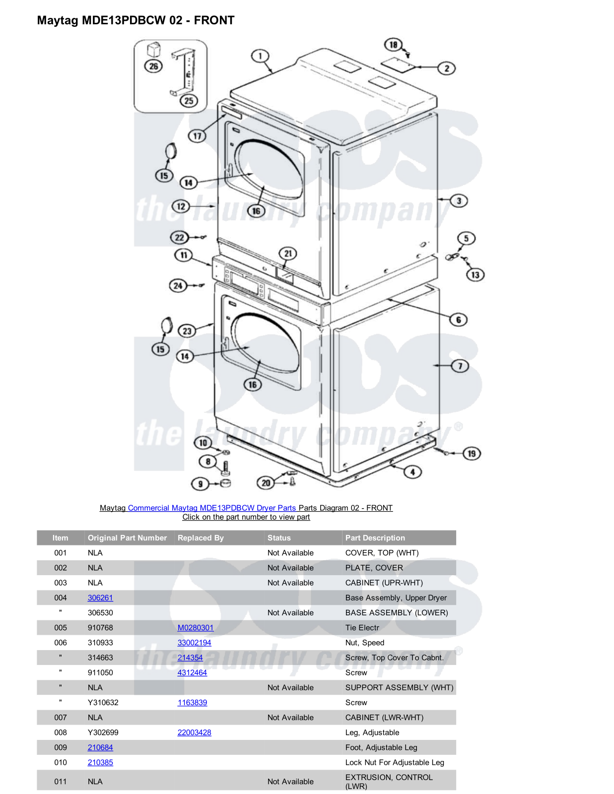 Maytag MDE13PDBCW Parts Diagram