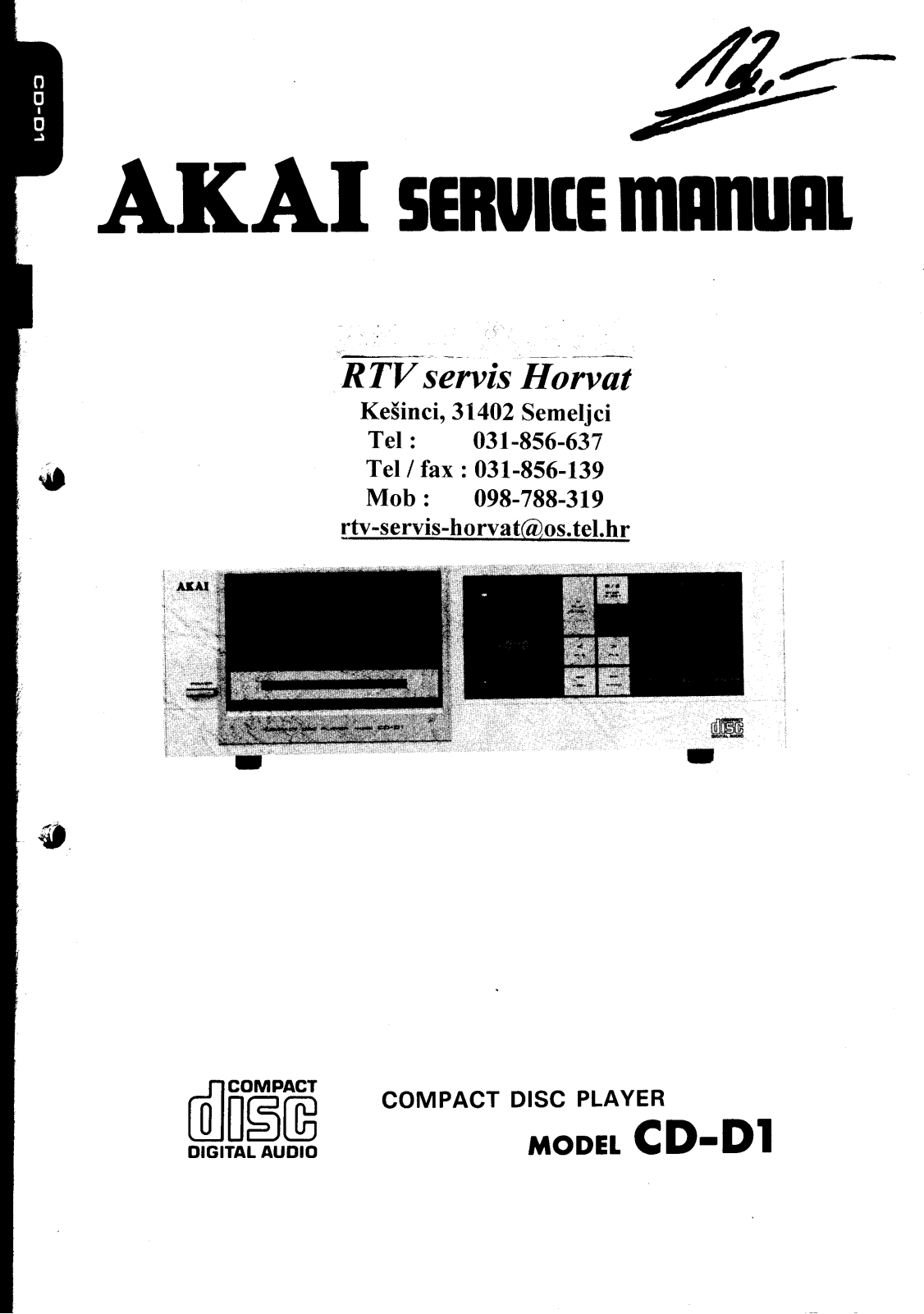 Akai CD-D1 Service manual