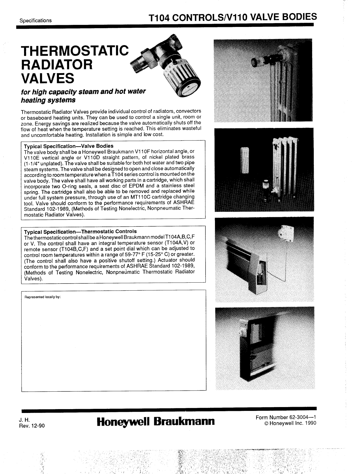 Honeywell T104 Product Information Sheet