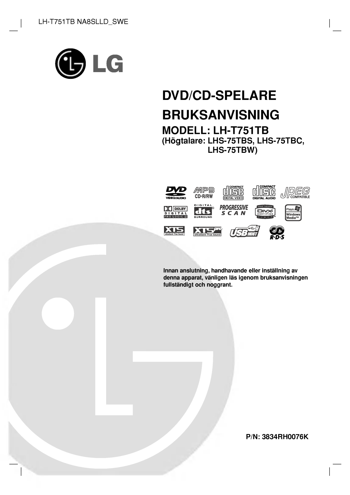 LG LH-T751TB User manual