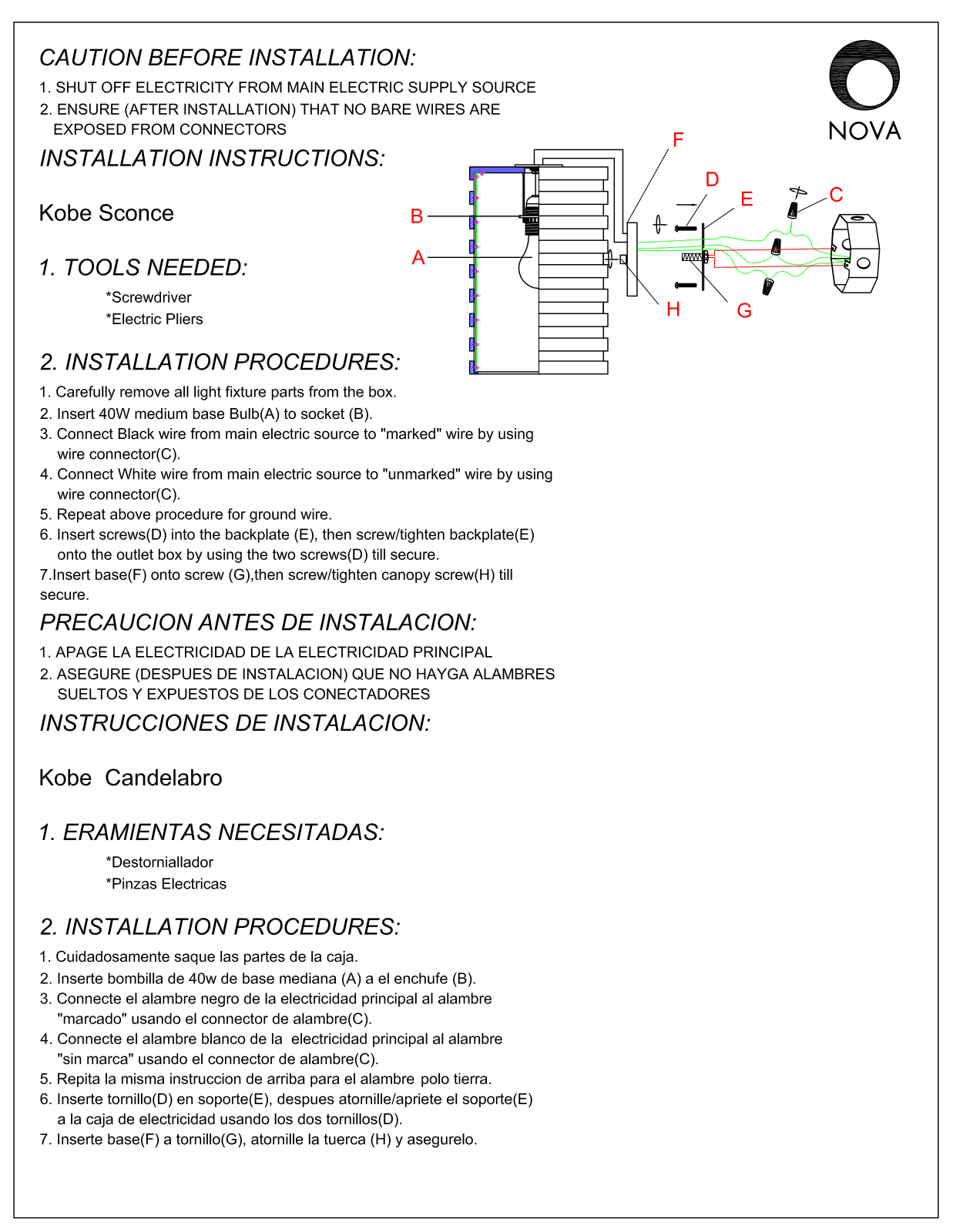 Nova 6792 Instruction Manual