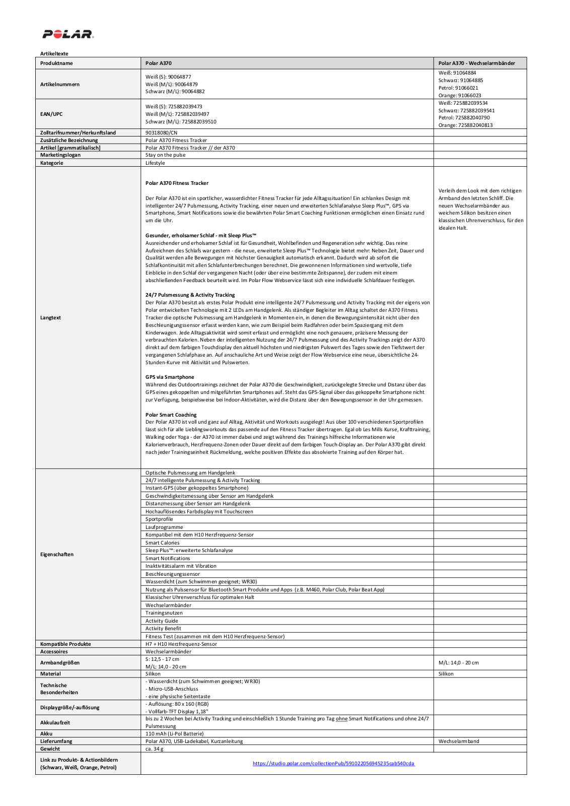 Polar A370 Service Manual