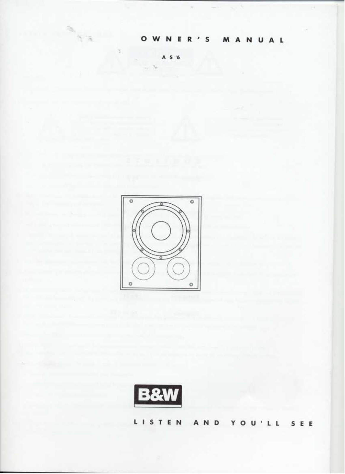 Bowers and Wilkins AS-6 Owners manual