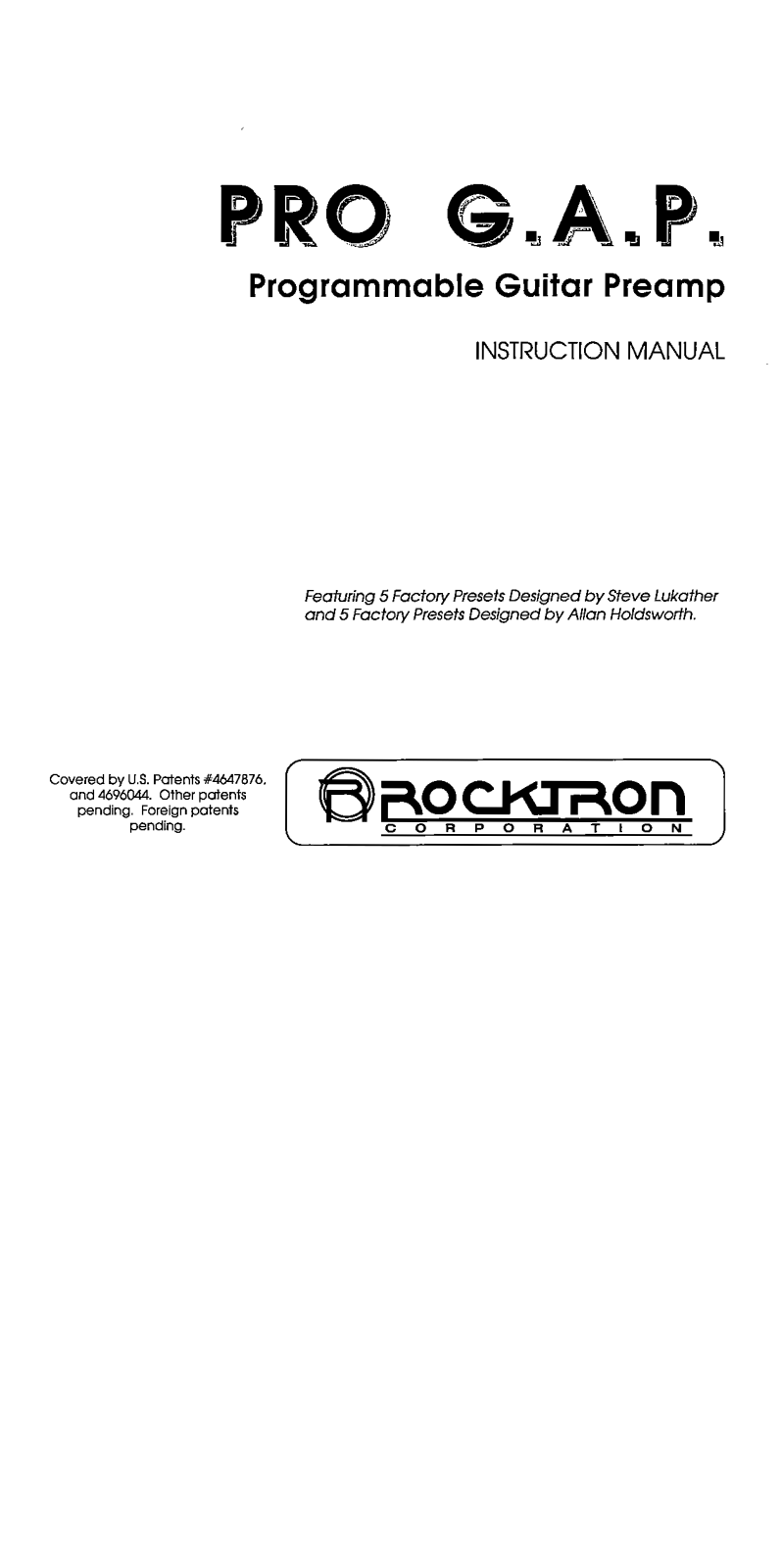 Rocktron PROGAP User Manual