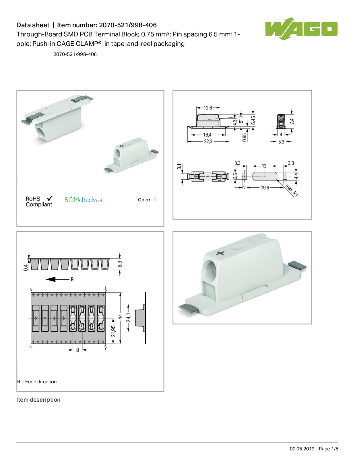 Wago 2070-521/998-406 Data Sheet