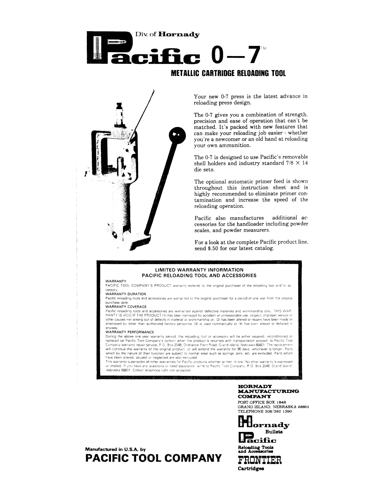 Hornady Metallic Reloading Press User Manual