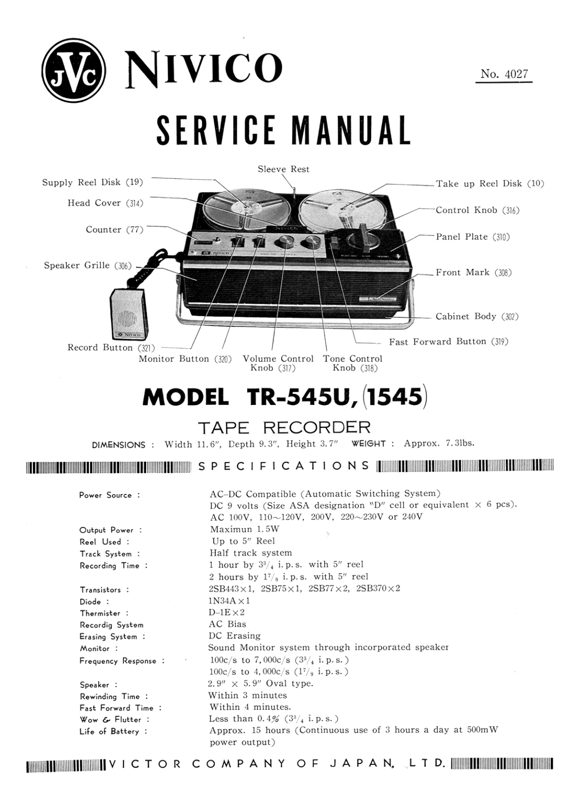 JVC TR-545-U Service manual