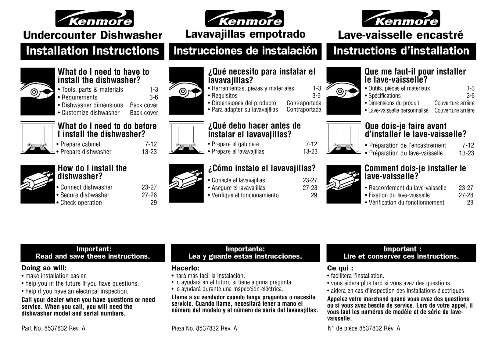 Kenmore 66517694200, 66517699200, 66517692200, 66516693200, 66516694200 Installation Guide - ManualMachine.com