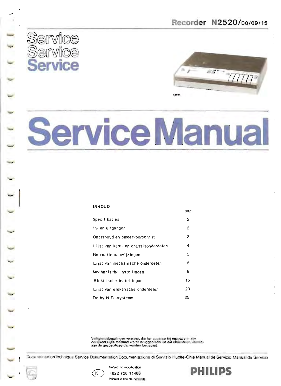 Philips N-2520 Service Manual